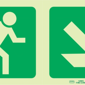 Running Man Down Right sign 200mm x 100mm