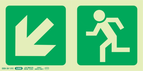 Running Man Down Left sign 200mm x 100mm