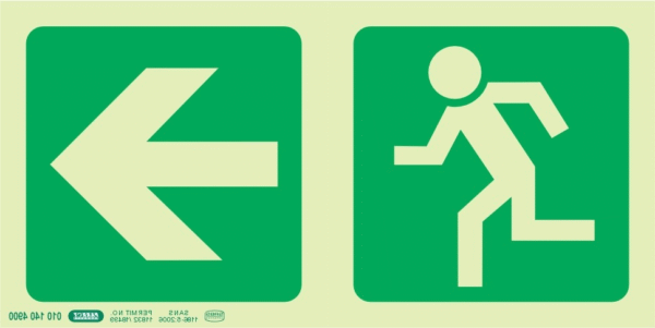 Running man arrow Left sign 200mm x 100mm