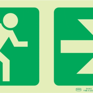 Running man arrow right sign 200mm x 100mm