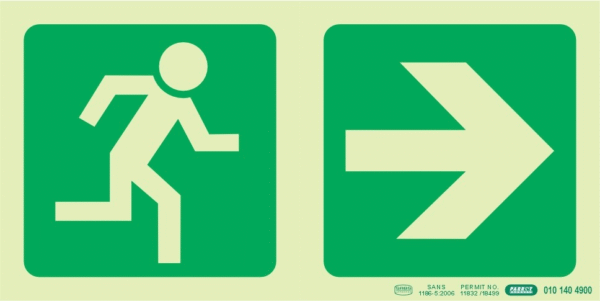 Running man arrow right sign 200mm x 100mm